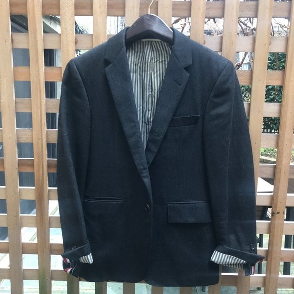 Thom Browne Men's Wool Three-Button Sport Coat in Dark Grey